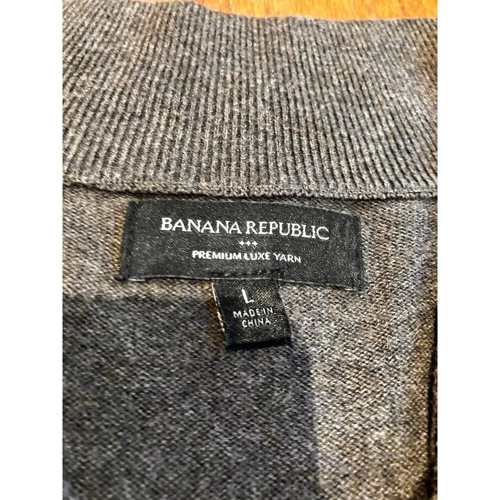 Banana Republic Cashmere Silk Blend, Gray Mens Large L Quarter Zip‎ Sweater